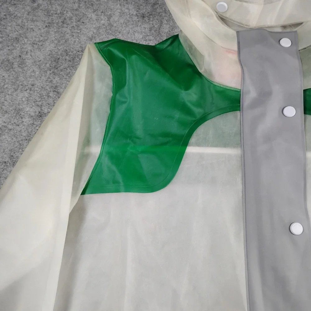 Hunter Original Women Medium White Green Grey Translucent Hooded Raincoat Jacket - Picture 5 of 16